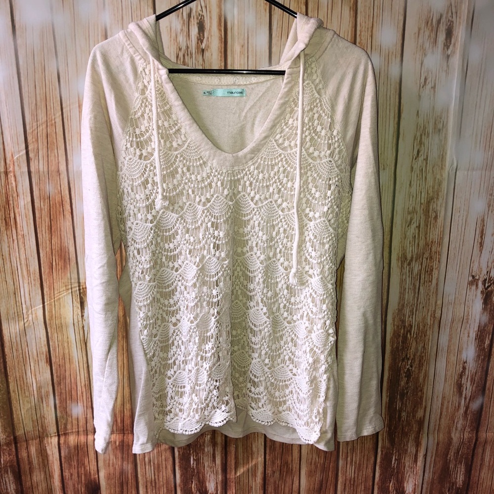 Lace front hooded top, XL